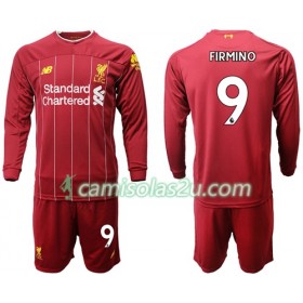 Camisolas de Futebol Liverpool Firmino 9 Criança Equipamento Principal 2019/20 Manga Comprida